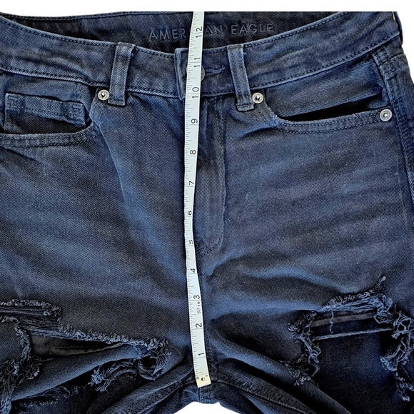 American Eagle Outfitters Mom Jeans destroyed black  size 4 - Picture 6 of 11